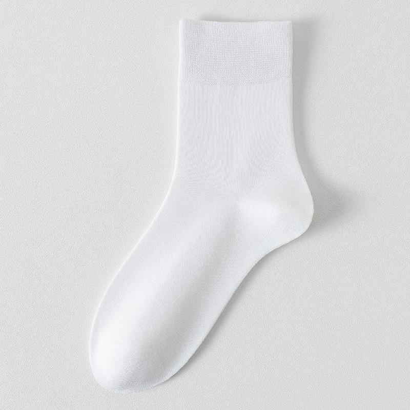 Female Summer Thin Pure Color Sweat Absorbing Breathable Boneless Loose Tube Cotton Socks