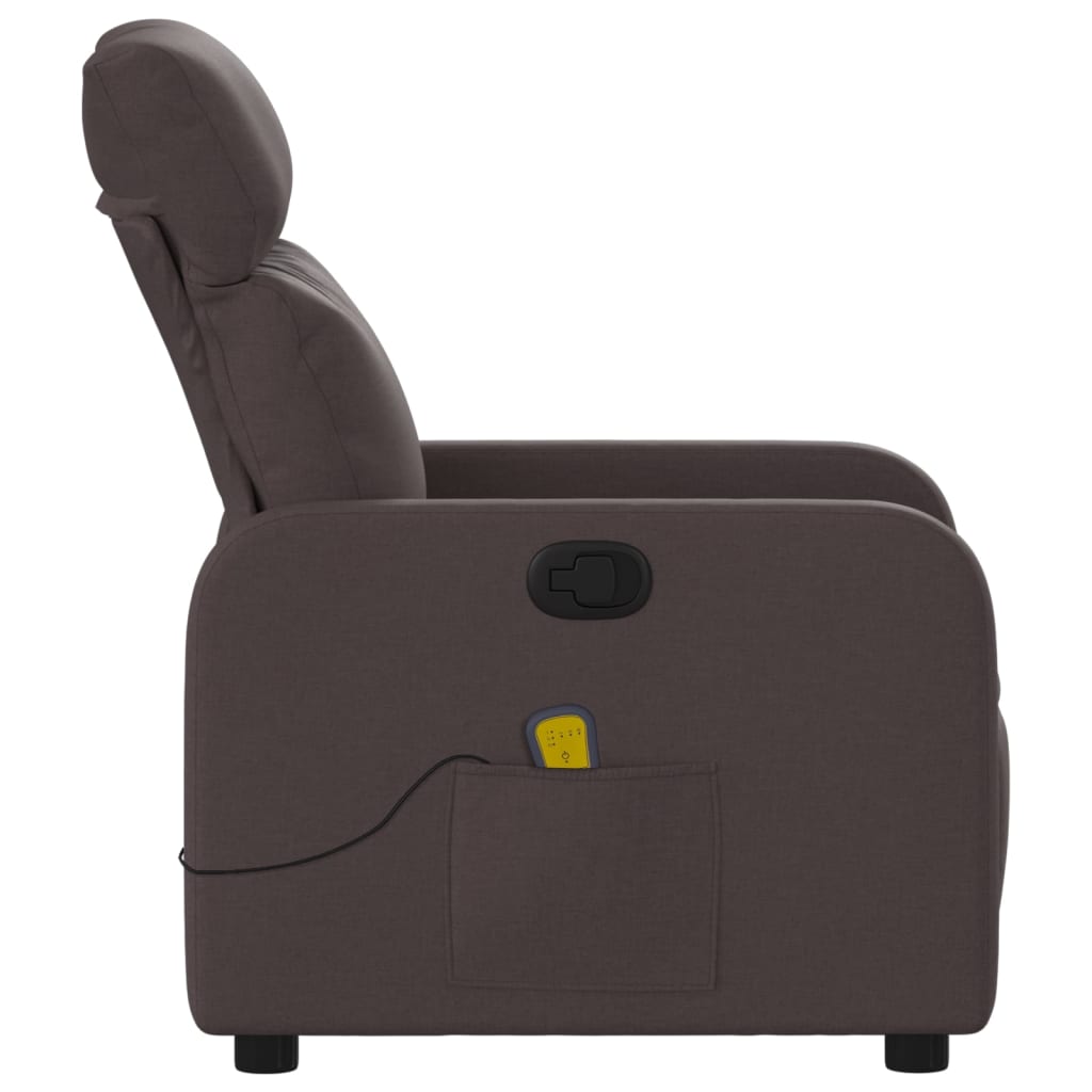 Vidaxl Reclining Massage Chair, Dark Brown, Fabric Upholstered