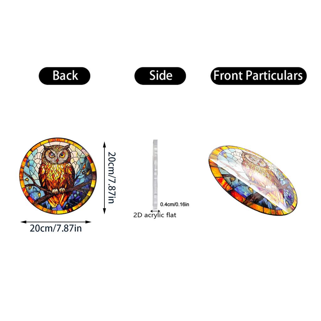 Pannello di Vetro Colorato Rotondo con Motivo Floreale Suncatcher Decorativo da Appendere per Decorazione Finestra Casa Ufficio