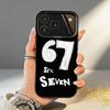 67 Six Seven Coque de téléphone pour iPhone17,16,15,14,13,12,11,Pro,MAX Gris Mat Silicone Noir Housse