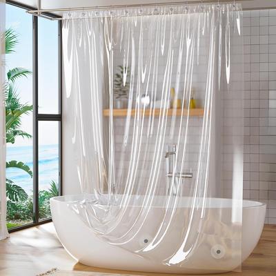 Rideaux de douche transparents PEVA Doublure de salle de bain transparente Rideaux de bain imperméables Rideaux de salle de bain anti-moisissure avec crochets