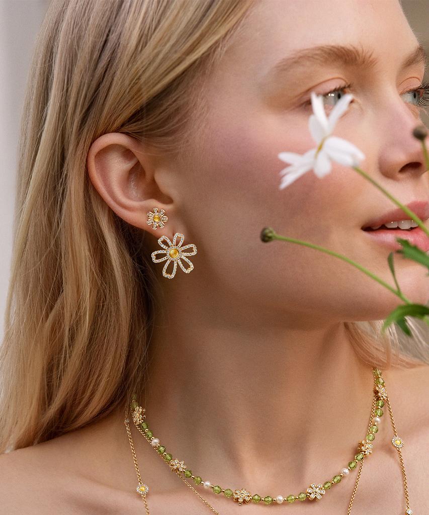 Lola Rose Daisy Citrine Gemstone Cubic Earrings For Women