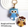 Keychain Pendant Cartoon Owl Charm Card Holder Faux Leather Access Card Case Decorative Keychain
