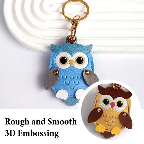Keychain Pendant Cartoon Owl Charm Card Holder Faux Leather Access Card Case Decorative Keychain