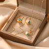 High End Dopamine Cat Eye Ear Thread Tassel Earrings S925 Needle Personality Cube Necklace