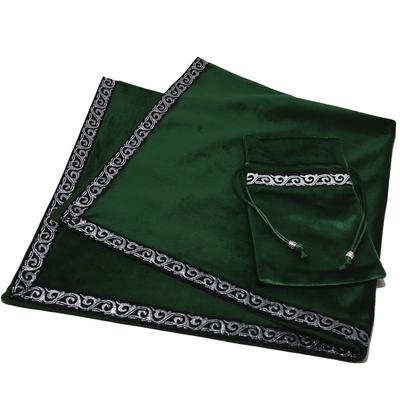USK STORE Tarot Cloth, Velvet, with Pouch, Professional Grade, High-Quality, for Tarot Card Readings and Divinations, Tablecloth (Green)