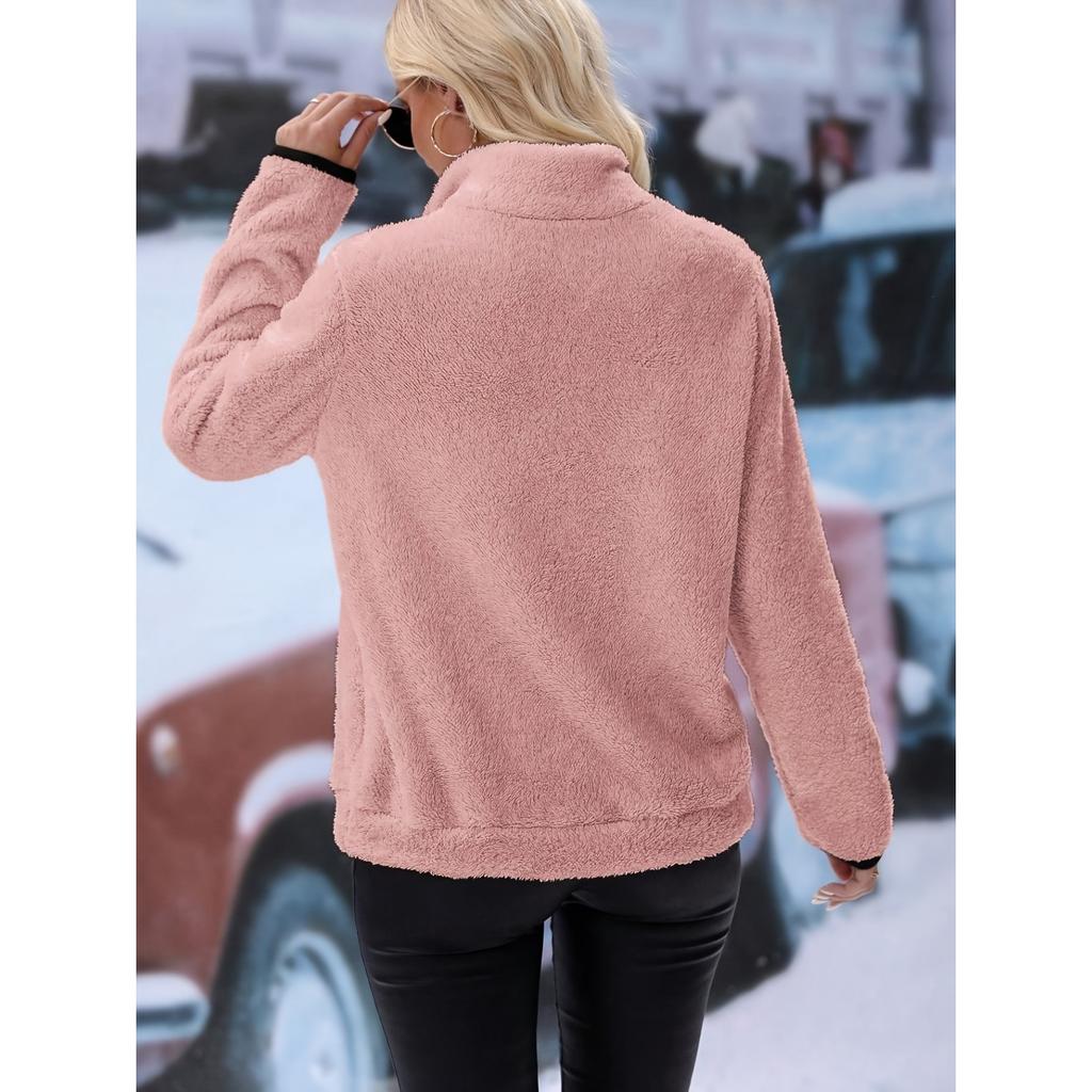 2026 Plush Half-Zip Sweatshirt - Cozy Fleece Hoodie W/ Kangaroo Pocket, Dog Walking to Coffee Run Athflow Essential
