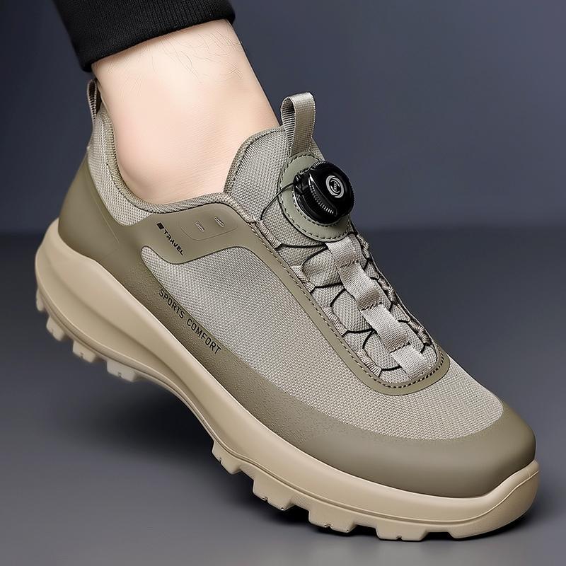 Fashion High Quality Mens Trekking Shoes Rotary Buckle Hiking Shoes Men Outdoor Casual Sneakers Man Breathable Non Slip Walking Shoes