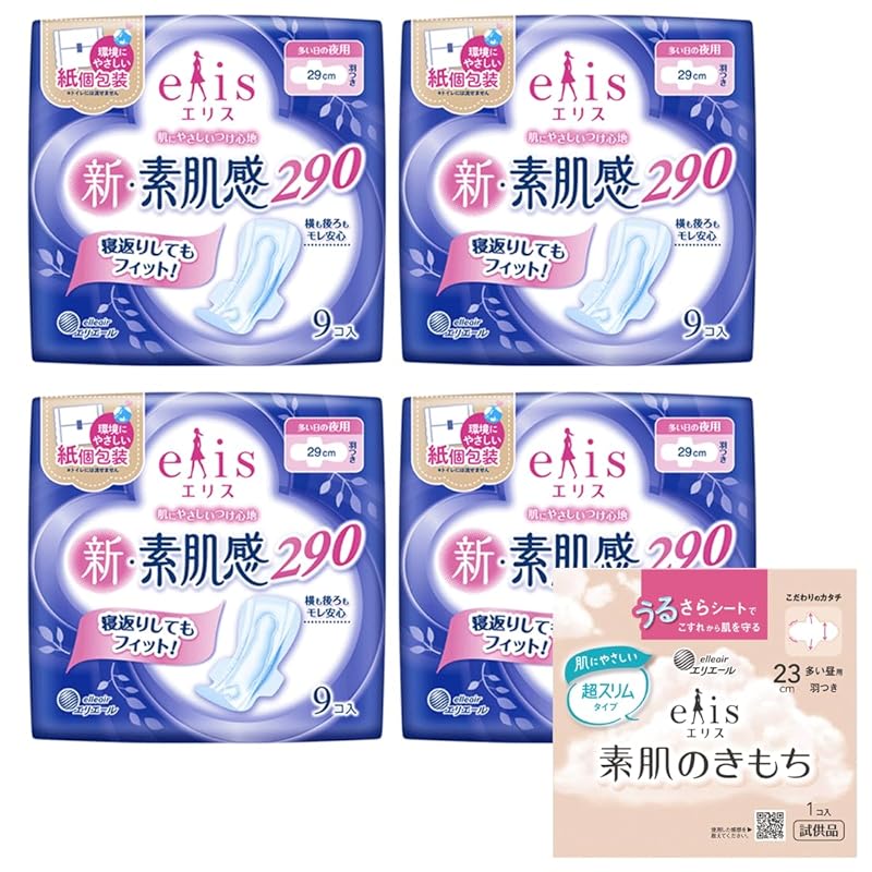 

[]Ellis New bare skin feeling with wings 29cm (Many nights) 36 sheets (9 sheets x 4 packs) [bulk purchase] + bonus included