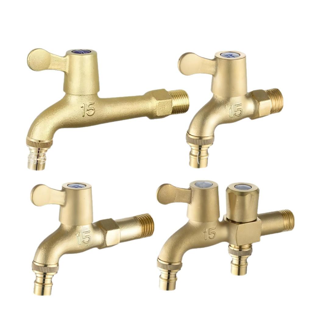 Premium Copper 4-Point Dual Outlet Washing Machine Faucet for Household Use