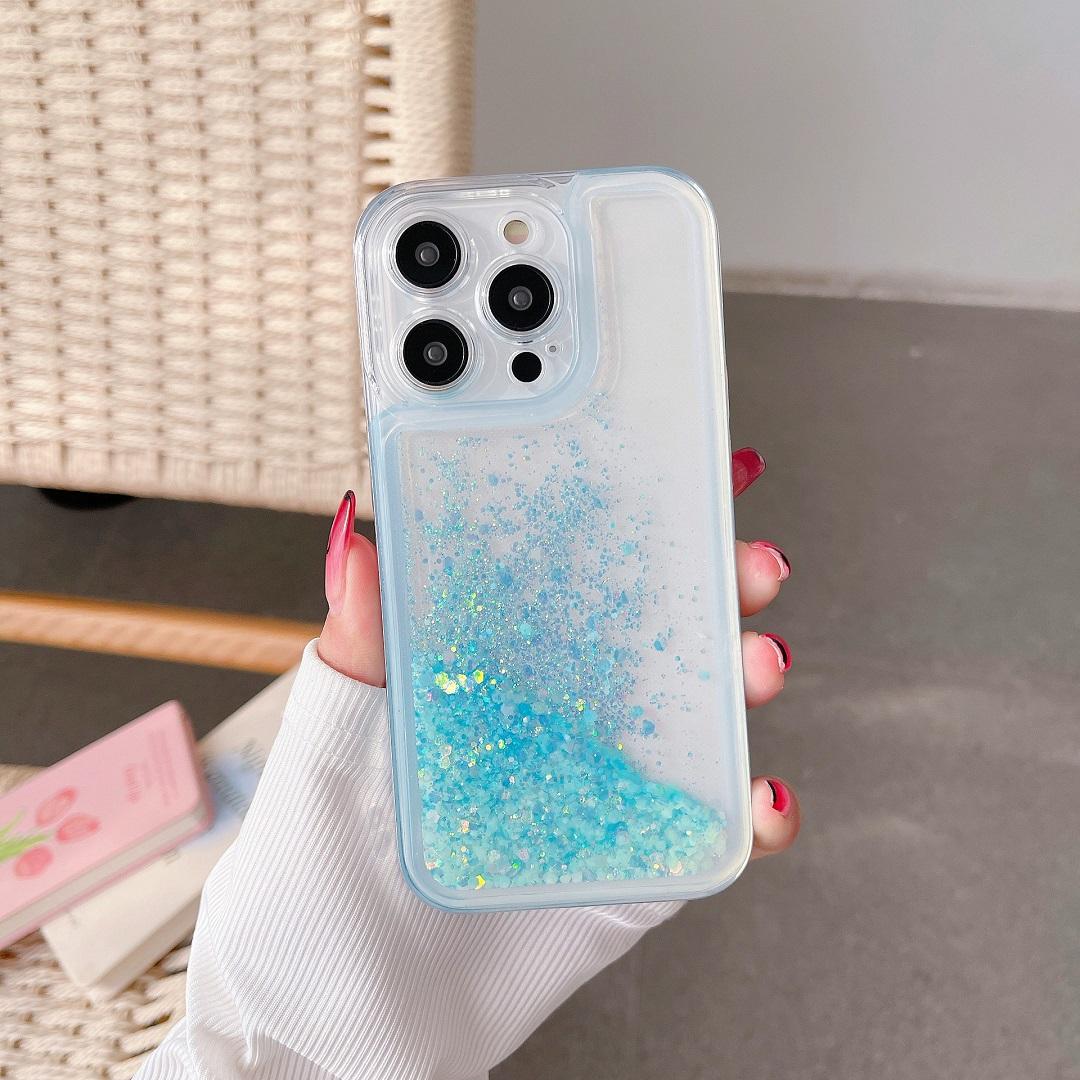 

Luxury Glitter Quicksand Luminous Phone Case – Liquid Sand Transparent Soft Back Cover for iPhone for iphone 11 синий
