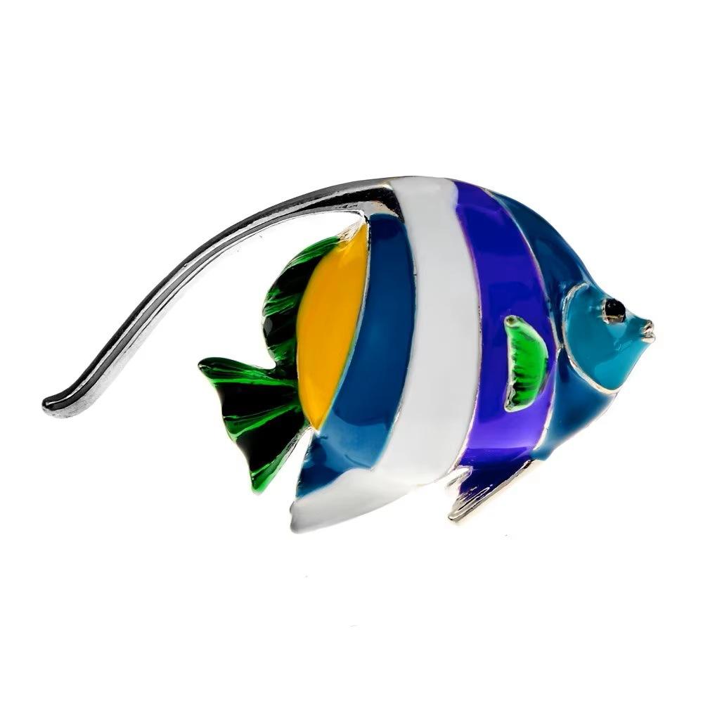 Emaille Tropföl Niedliche Tropische Fische Brosche Mode Bunte Tiernadel Kleiner Fisch Brustblume