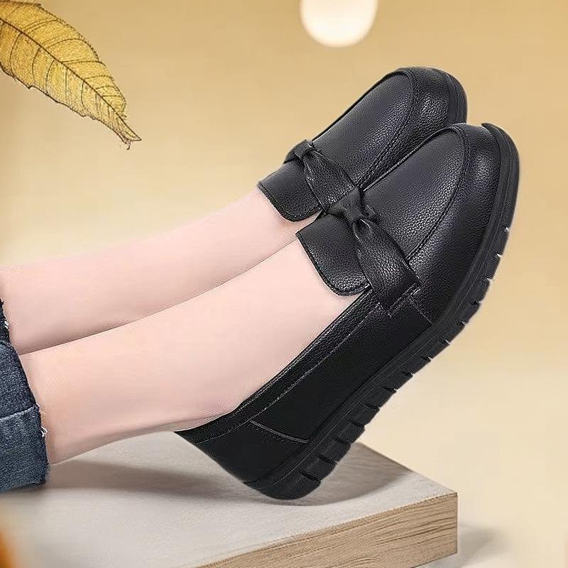 Real Soft Leather Shoes Soft Sole Not Tired Feet Casual Shoes Single Shoes Women's New Non-slip Casual Beans