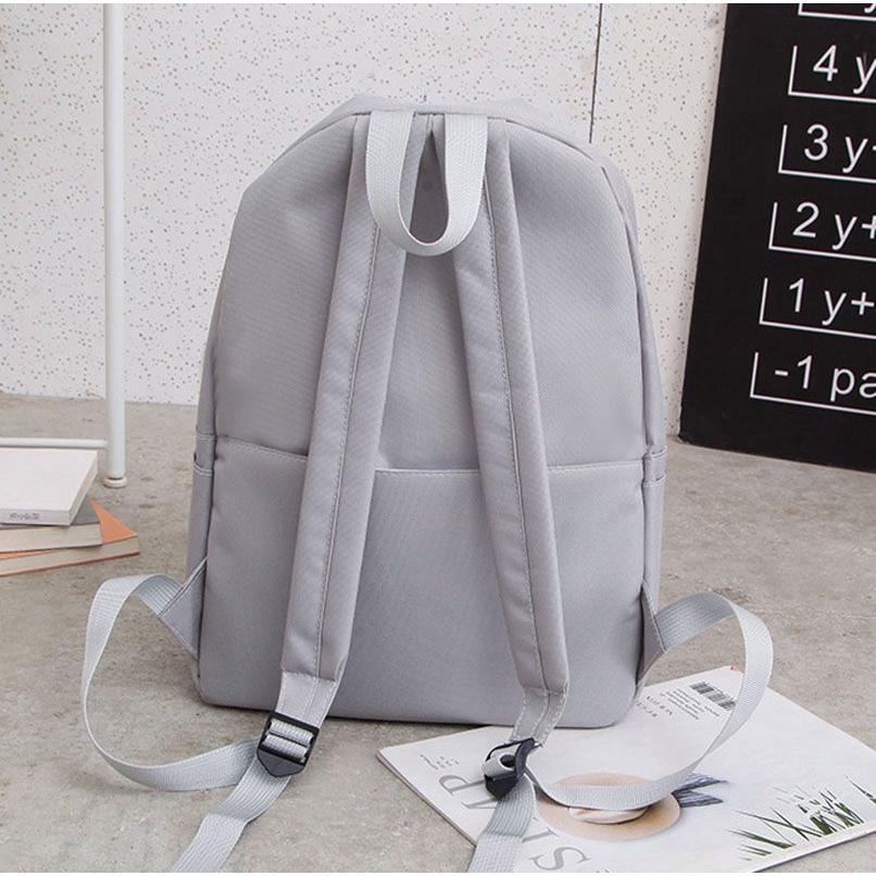 Charming College Style Women's Canvas Backpack Set With Plush Pendant And Pencil Case