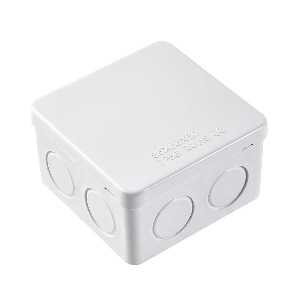 Waterproof/Bugproof IP55 Universal Reserved Holes Electrical Junction Box, ABS Plastic Indoor/Outdoor Electrical Project Enclosure, White, 1