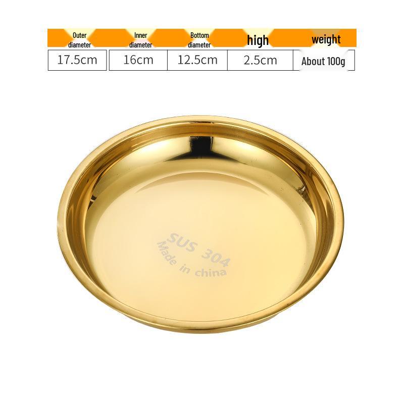 Piatto Basso in Acciaio Inossidabile 304 Placcato Oro – Piatto Tavola Rotondo Grande