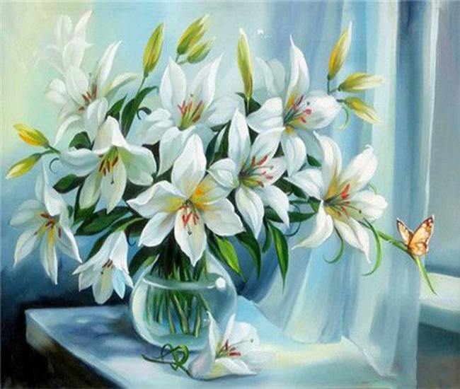 RUOPOTY Oil Painting By Numbers Flower Acrylic On Canvas DIY Frame Wall Art Picture By Numbers Daisy Children's Room Decor