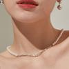 Tirr Lirr Tizen Maximize Shell Pearl 6mm Bead Mini Chain Silver-White Necklace TNSSVW14039M