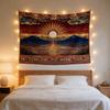 Boho Sonnenuntergang Landschaft Wandteppich Wandbehang Polyester Wanddekor Wandbild Kunstdruck Böhmisch Berg Himmel Himmel Dekor für Wohnzimmer