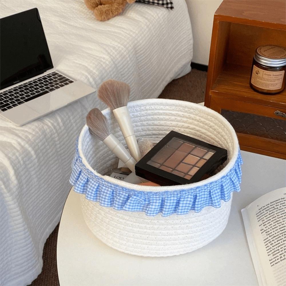 Lace Snacks Basket Cotton Rope Cosmetics Storage Bins Cute Sundries Storage Baskets  Bedroom