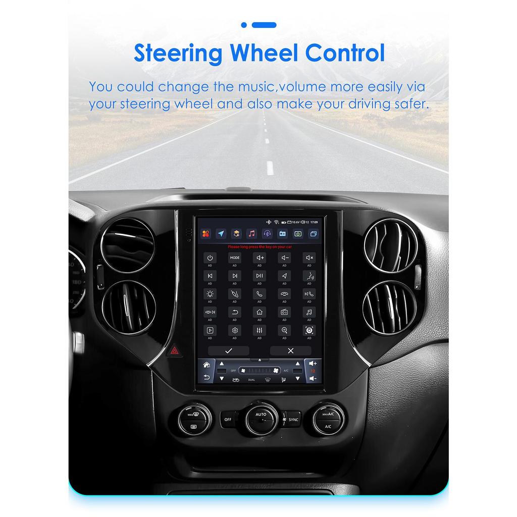 OSSURET Autorádio Android pro VW Volkswagen Tiguan 2007-2016 Multimediální 9,7palcová vertikální obrazovka Carplay Android Auto GPS RDS FM inteligentní obrazovka