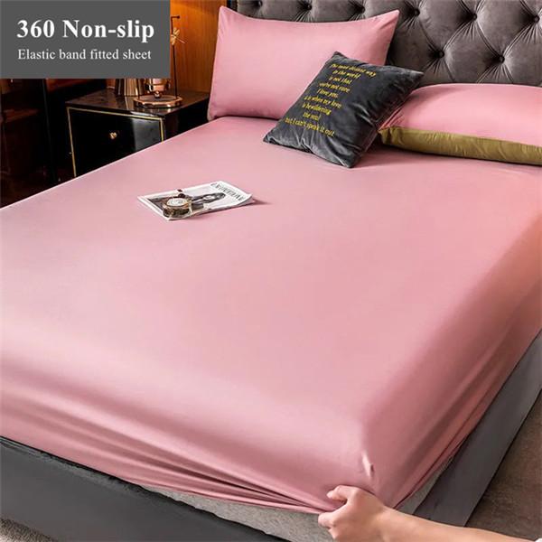 100% bumbac cearșaf de pat moale și groasă Husă de saltea Lenjerie de pat reglabilă Husă de protecție Husă de cuvertură de pat de culoare solidă Fără pernă