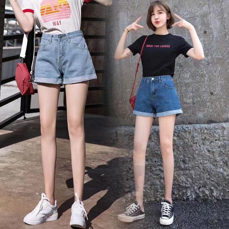 High-waisted Black Denim Shorts for Women In Summer Student Loose Curly To Make Them Look Slim A-line Wide-leg Pants Korean Version