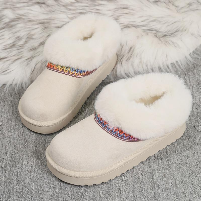 Autumn and winter new wool mouth foot cover low-top velvet cotton shoes women's cross-border large-size warm cloth thick-soled snow boots