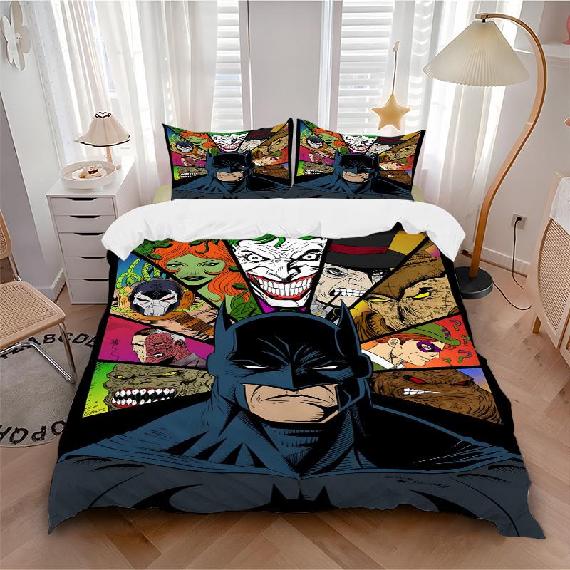 

3pcs Batman Villains Bedding Set, Soft Polyester Duvet Cover and Pillowcases Machine Washable Seasons all suitable & Guest Room Decor304 135x200cm