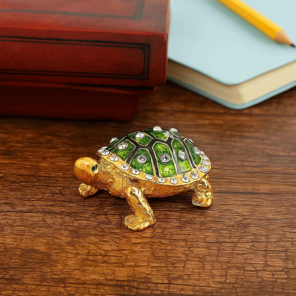 Elegant Turtle Jewelry Box Decorative Metal Turtle Ornament Vintage Storage Case  for Rings