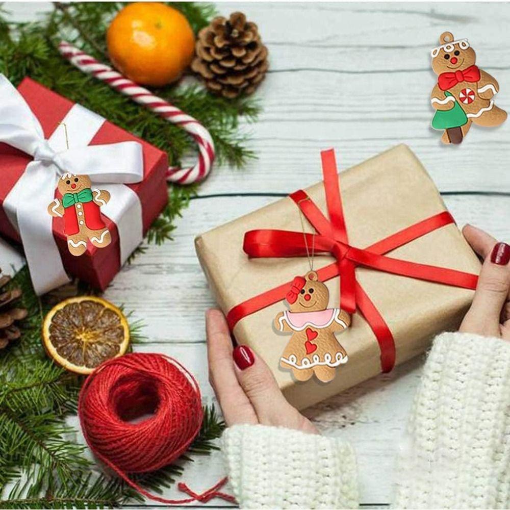 12pcs New Gingerbread Man Christmas Tree Hanging Pendant Wooden Funny Xmas Tree Ornament Kid Gift Home Decoration New Year Decor