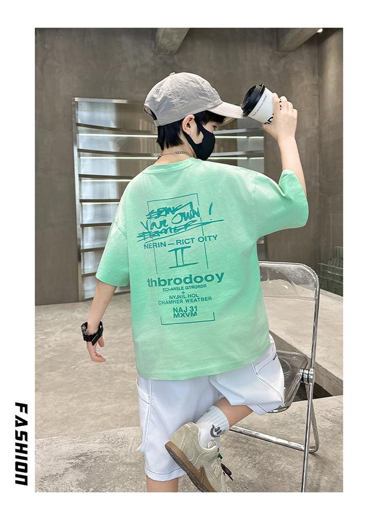 Boys' Summer Outfit Set 2026 New Trendy Children's Summer Tie Dye Gradient Short Sleeved Two-piece Set for Boys' Handsome Children's Clothing