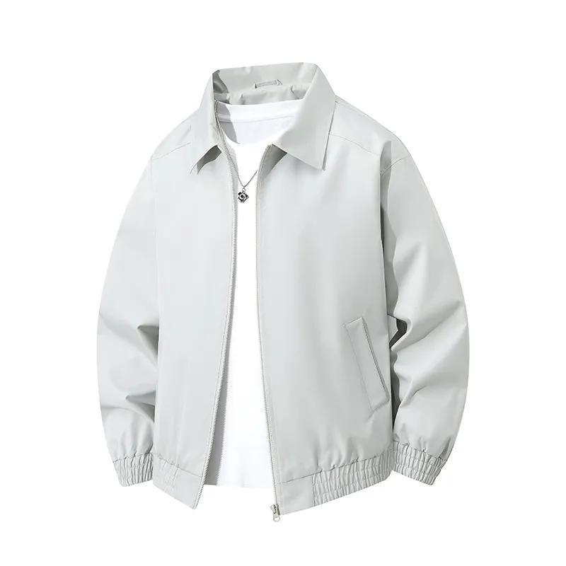 Frühlings Herren Leichte Graue Harrington Jacke Lässig Revers Reißverschluss