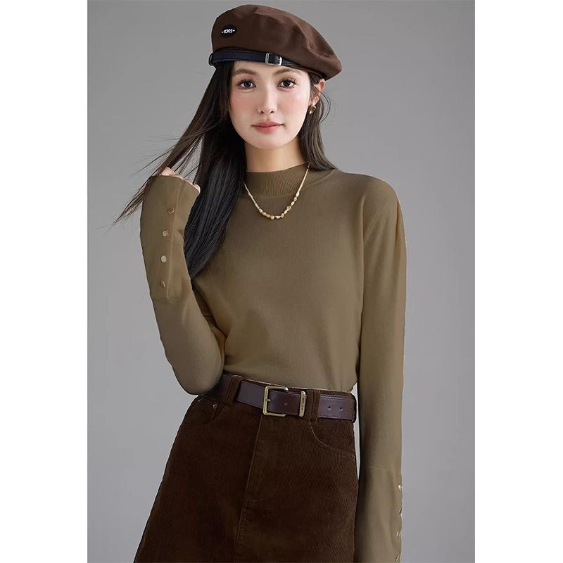 

Semi-turtleneck bottoming shirt women s autumn and winter new inner sweater women s winter unique chic knitted top One size fits all [recommended 80-60kg] темно-коричневого