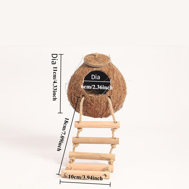 Hamster House Bite-resistant Natural Small Pet Coconut Cages Guinea-pig Hamster Hideout House Toy Wooden House Pet Supplies Natural Coconut Hut