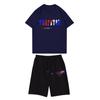 Conjunto de Calça Bermuda com Cintura Elástica e Top Casual Estampado de Manga Curta e Gola Redonda para Meninos e Meninas