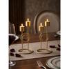 Modern Iron Double Candle Holder Set of 2 – Gold Metal Decorative Candle Stand for Home Decor, Table