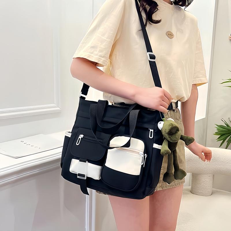 Multi Functional Large Capacity Tote Bag, Durable Nylon Multiple Pockets, Can Be Carried By Hand, Shoulder or Crossbody