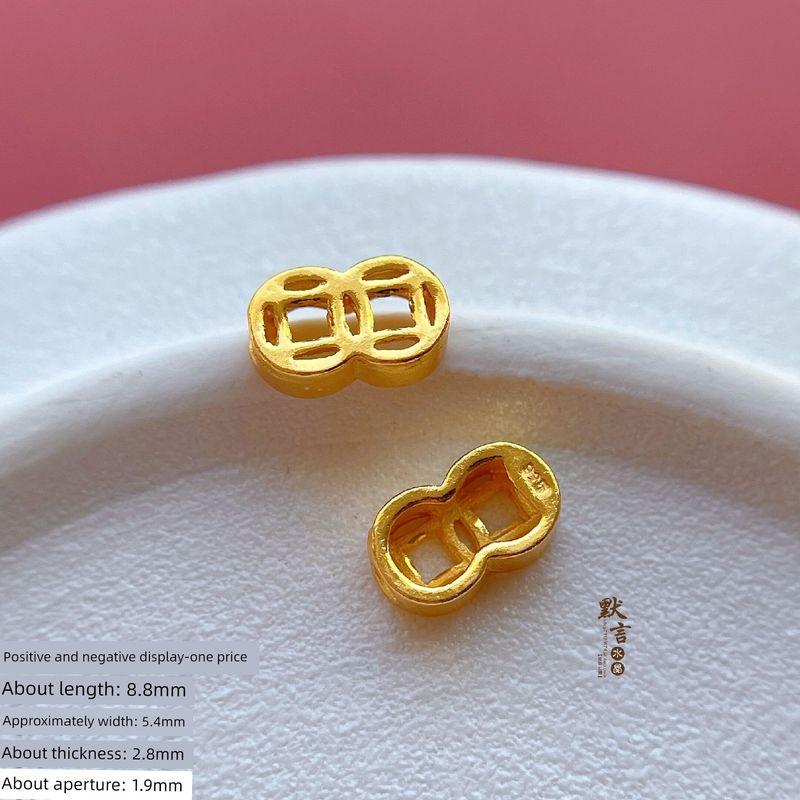 

925 Ancient Law Silver Plated Accessories Coin Transfer Beads Barrel Beads Double Copper Coin Spacer Beads Tang Grass Pattern DIY Ornament Accessories SA3131