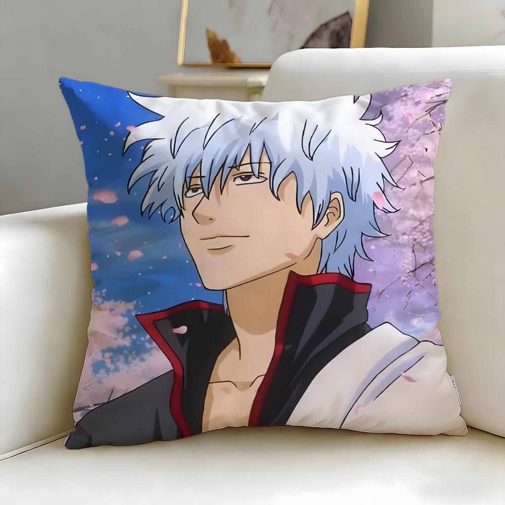 classic anime Gintama Cushion Cover Soft  EasyWash Pillow Case  Versatile for Couch Bed Travel and Office