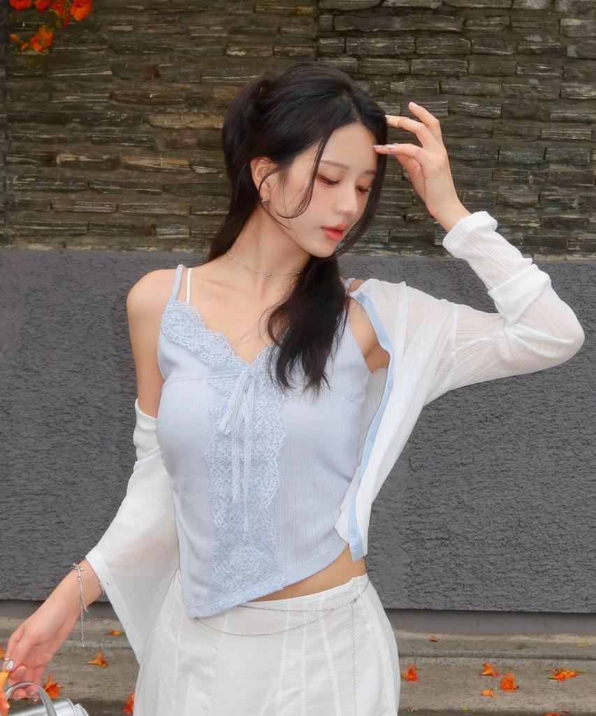 Grasplan Sheer Line Cardigan_White