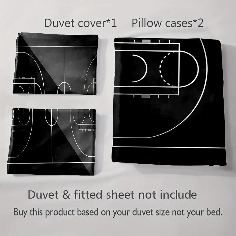 Basketballplatz-Design. Bettwäsche Bettbezug-Sets Bettbezüge Kissenbezüge Geschenke (1 * Bettbezug 2 * Kissenbezüge, ohne Bettdecke)