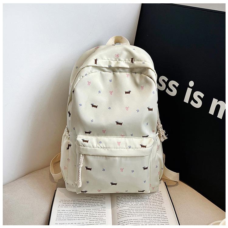 Japanese Cute Floral Blue Hat Sausage Dog Bag Junior High School Students Backpack