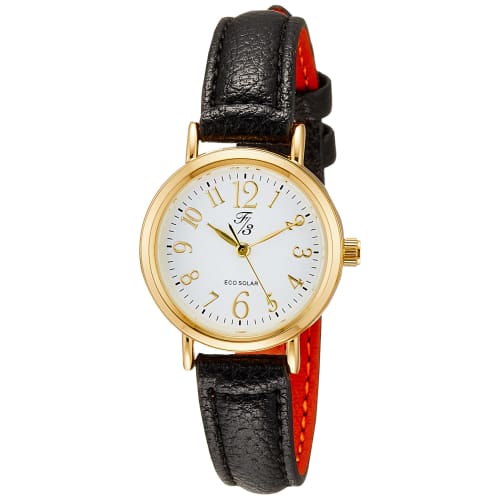 

ALIAS F3 Solar Analog Waterproof Watch with Leather Strap FP011BK1S Women s Black