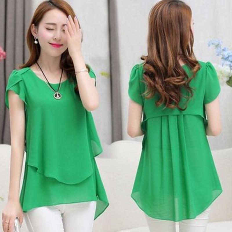 New Fashion Women's Loose Casual Chiffon Summer Short Sleeve T-shirt Blouse Elegant And Breezy