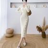 GMXIA Dress Fall Winter Waist Mid-length Wrap Hip Skirt with A Base Tight Knit Dress