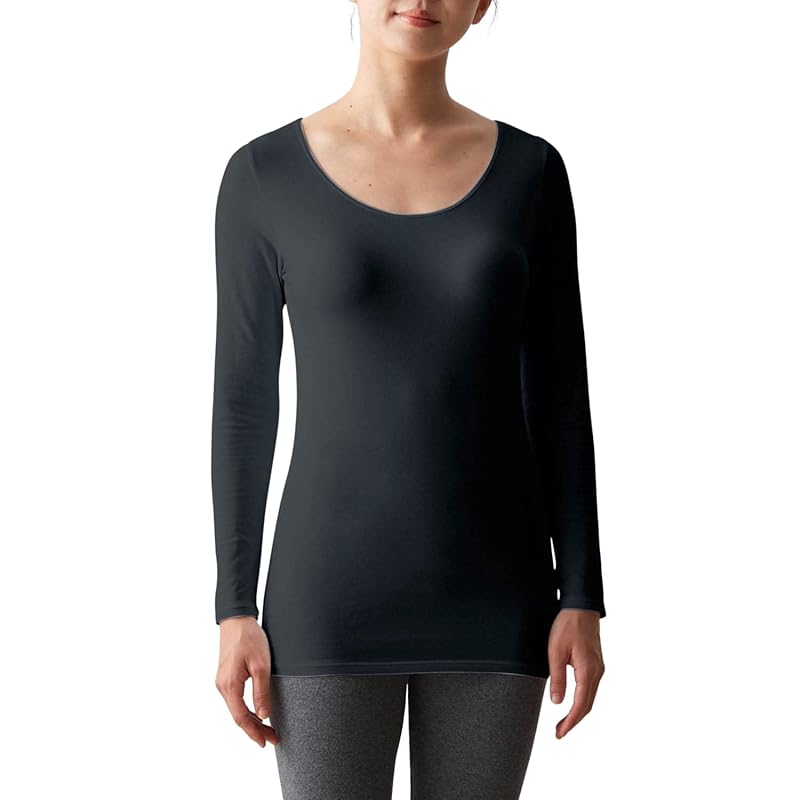 

[Belle Maison] inner shirt ladies cotton blend long sleeve Warm innerwear hot cot black M
