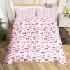 3D Bowknot Print Duvet Cover Set, Cute Bow Heart Pattern Bedding Set, Soft Microfiber Quilt Cover With Pillowcases