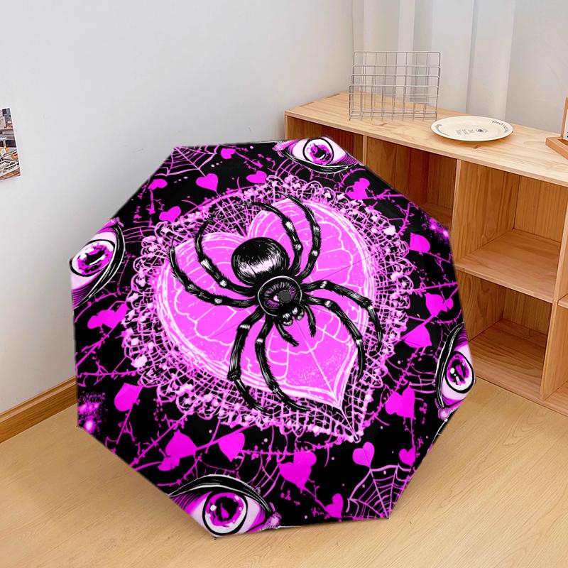 

1 PC Automatic Folding Umbrella - Beautiful spiders Pattern, Portable & Foldable Design with 8 Ribs, Christmas Birthday Gifts