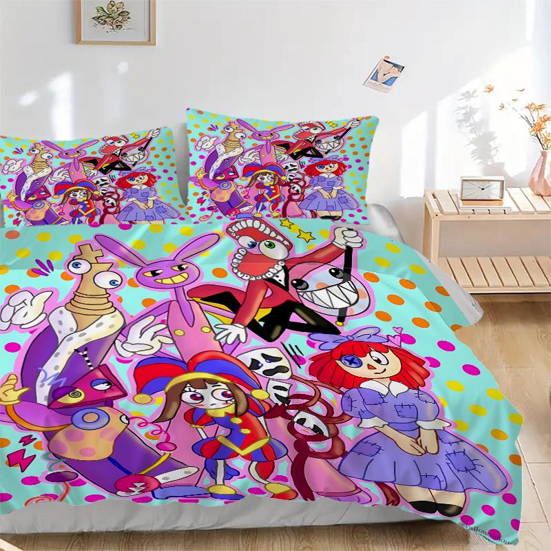 3Pcs Colorful Circus Characters Bedding Sets For All Sizes New 3D Printed Bed Cover Comforter Duvet Cover Pillowcase Bedroom Decoration